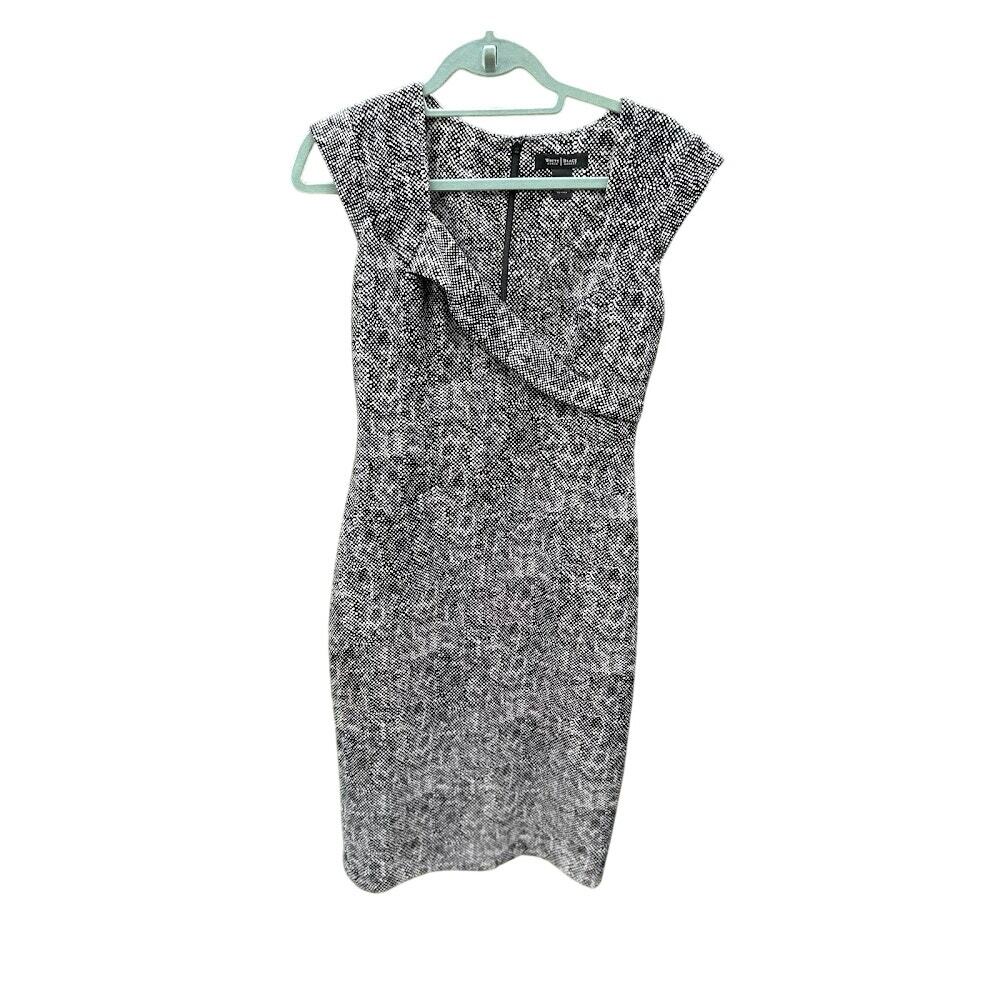 White House Black Market WHBM Dress Sz 4 White Black Knee Length Corpcore